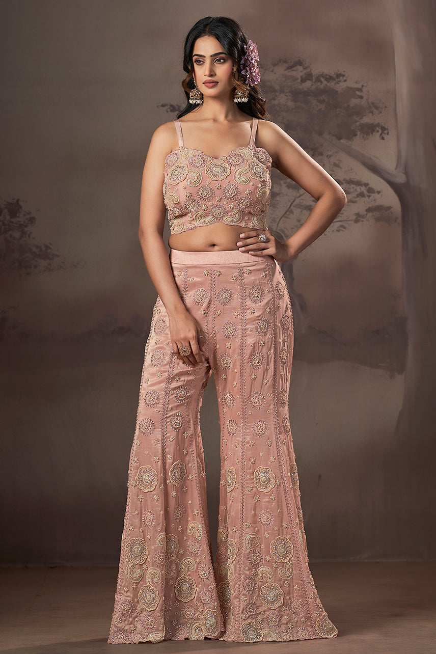 Blush Blossom Royale Embroidered Sharara Set