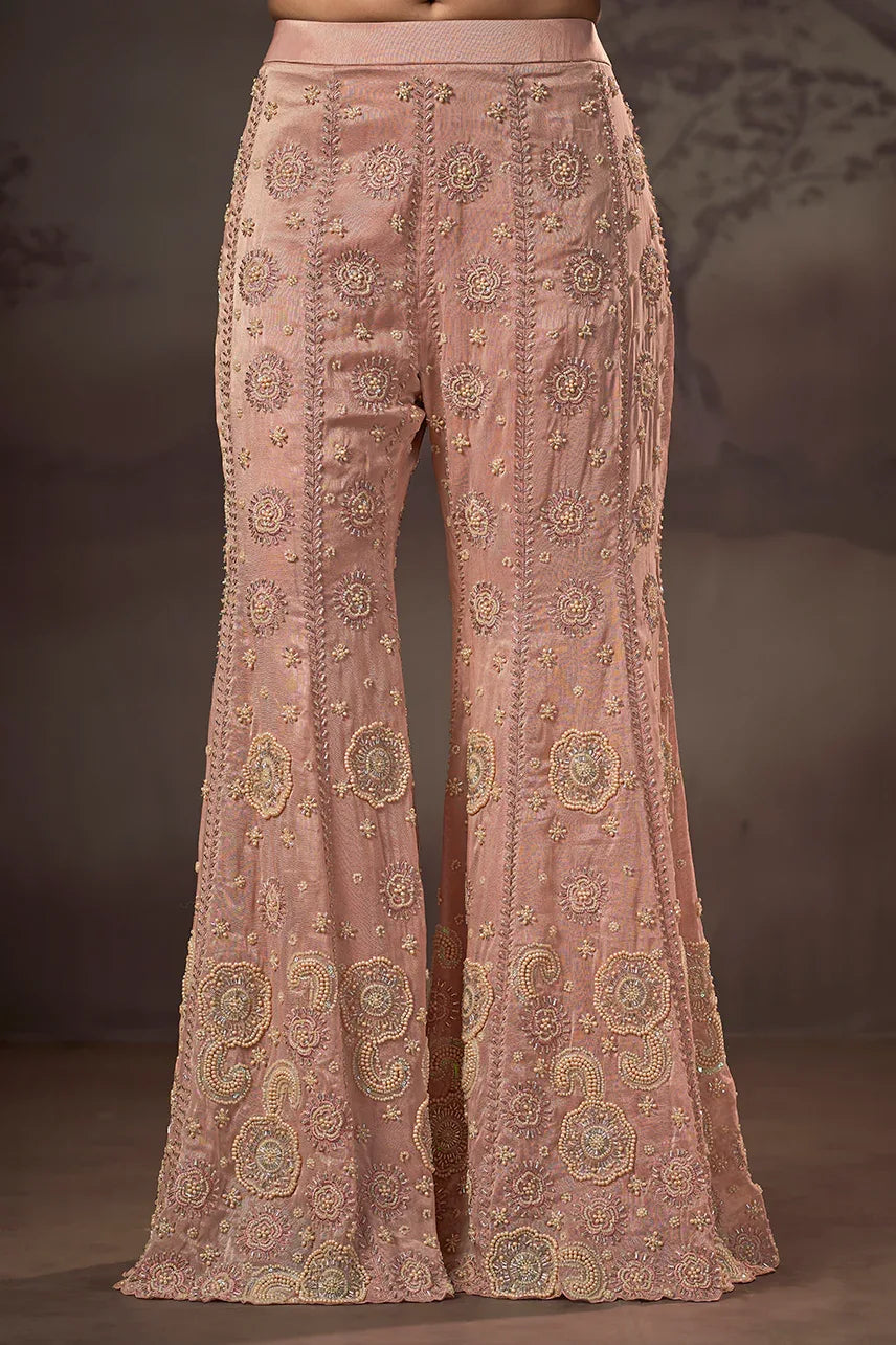 Blush Blossom Royale Embroidered Sharara Set - MishUUU