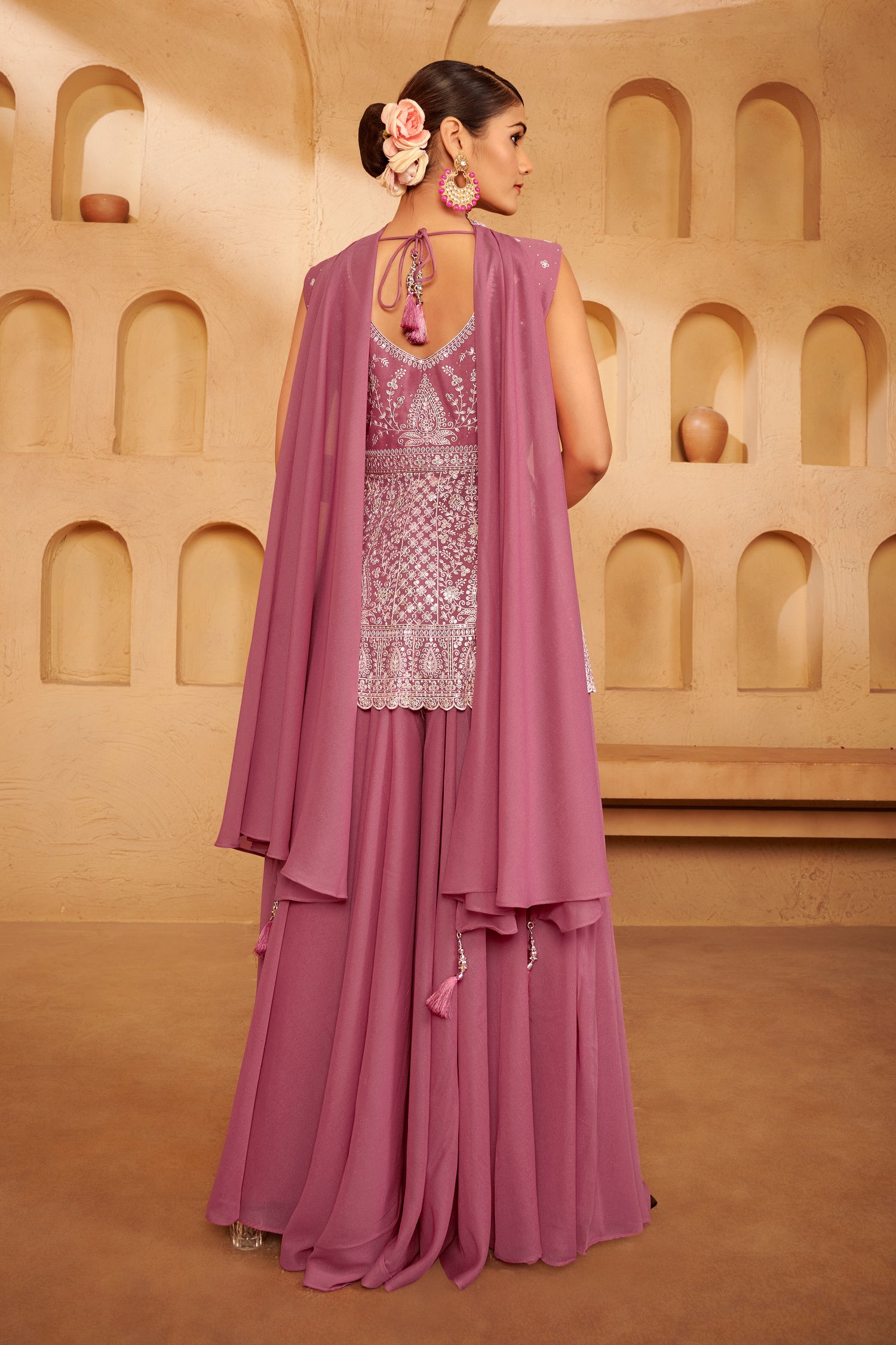 Dusty Lavender Embroidered Ethnic Set – Graceful Festive Ensemble for Modern Elegance