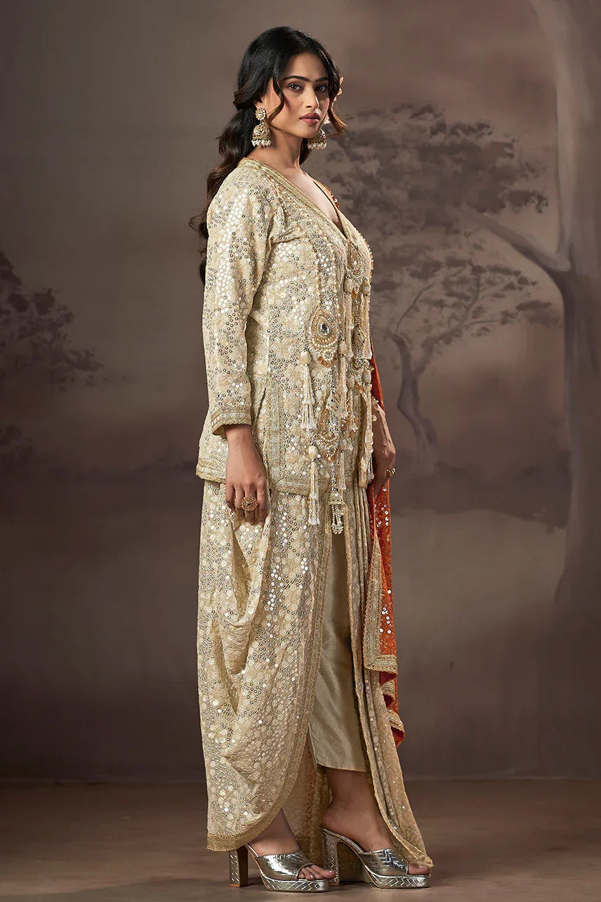 Golden Noor Mirror Sequin Sharara Set - MishUUU