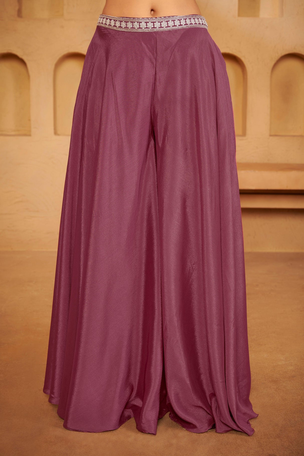 Plum Mauve Embroidered Ethnic Set – Contemporary Elegance with Traditional Detailing - MishUUU