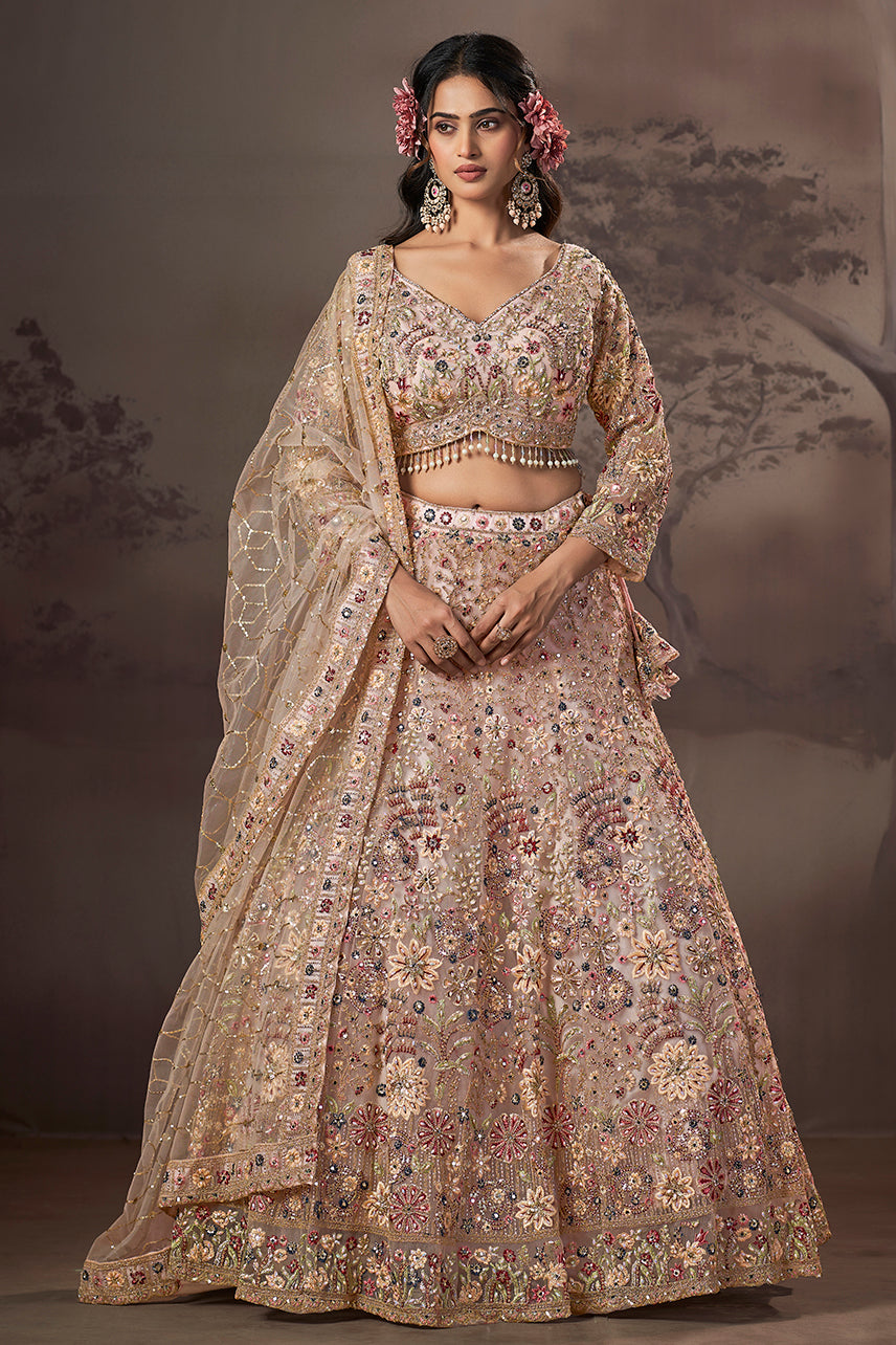 Regal Bloom Hand-Embroidered Bridal Lehenga