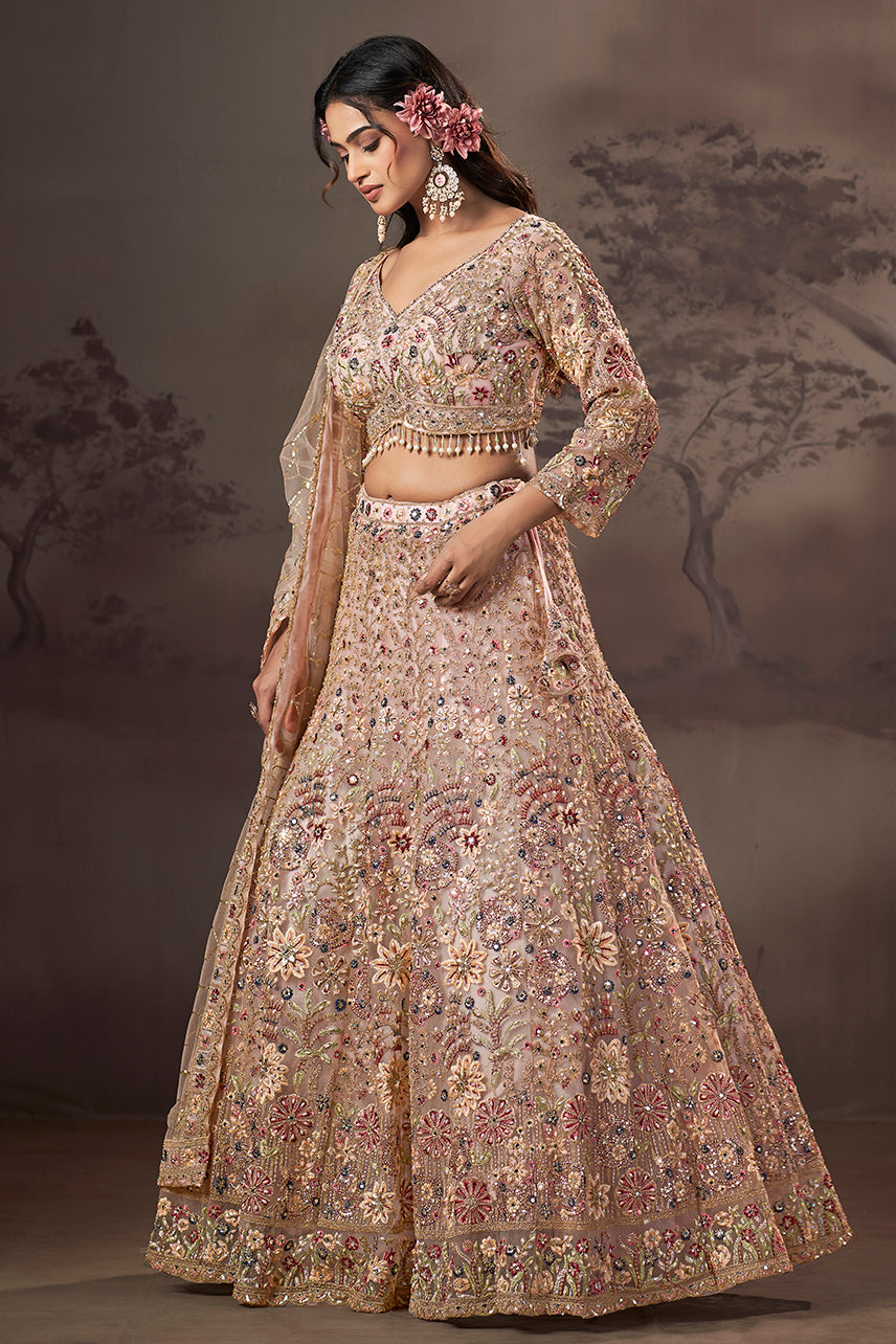 Regal Bloom Hand-Embroidered Bridal Lehenga