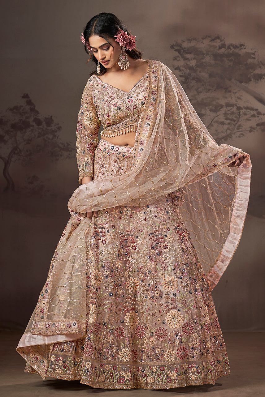 Regal Bloom Hand-Embroidered Bridal Lehenga