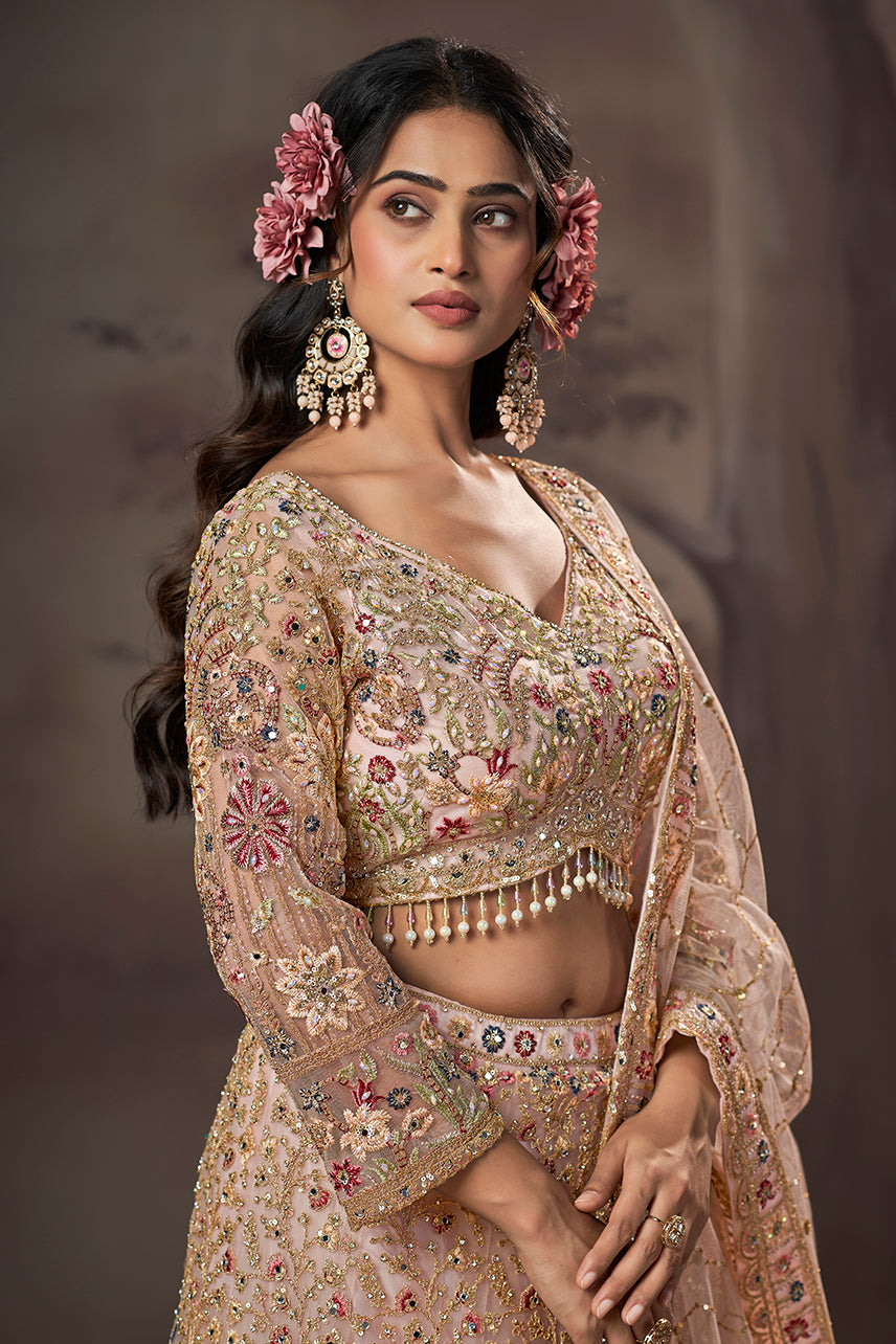 Regal Bloom Hand-Embroidered Bridal Lehenga