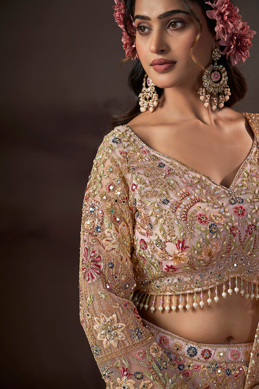 Regal Bloom Hand-Embroidered Bridal Lehenga