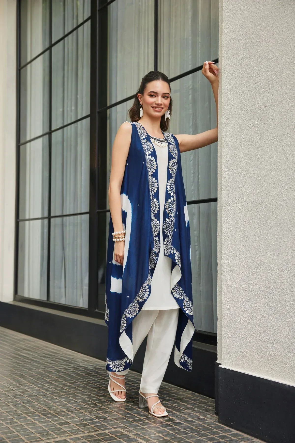 Indigo Mirror Work Drape Set - Label S4U - MishUUU