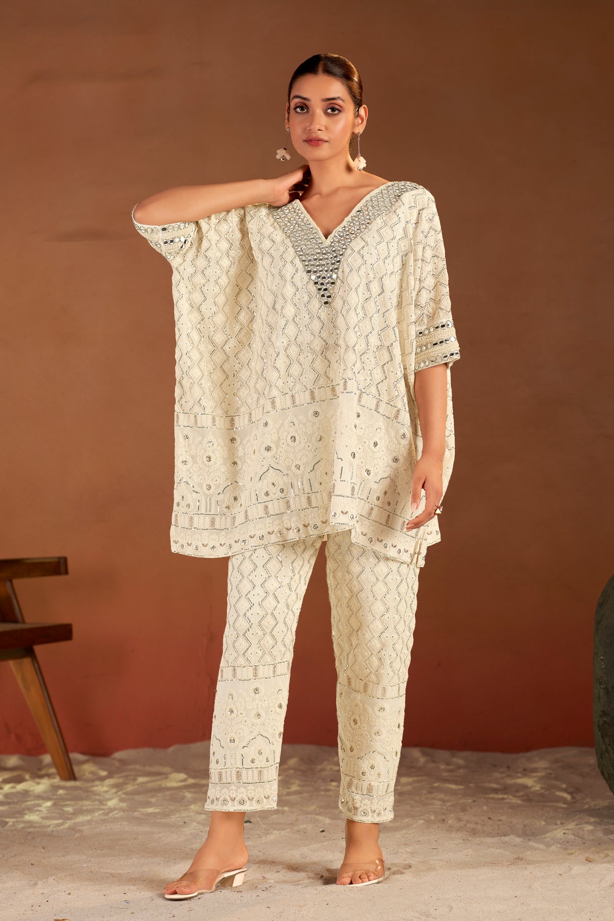 Chikankari Sparkle Fiesta Mirror Embroidered Outfit |Label S4U