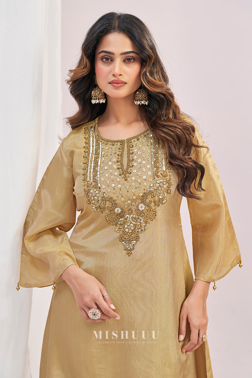 Zeenat Gold Mirror Kurta Set