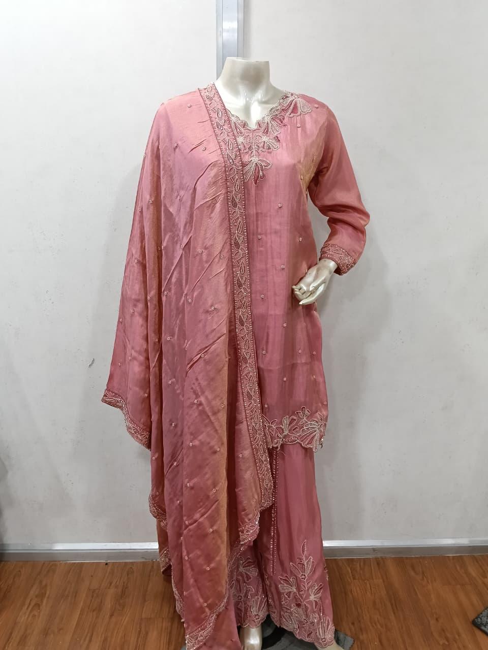 Blush Rose Embroidered Sharara Elegance Set - MishUUU