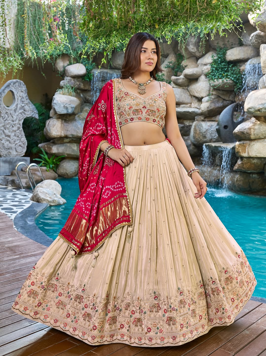 Champagne Ruby Heritage Lehenga Set (12-15 Days Delivery)