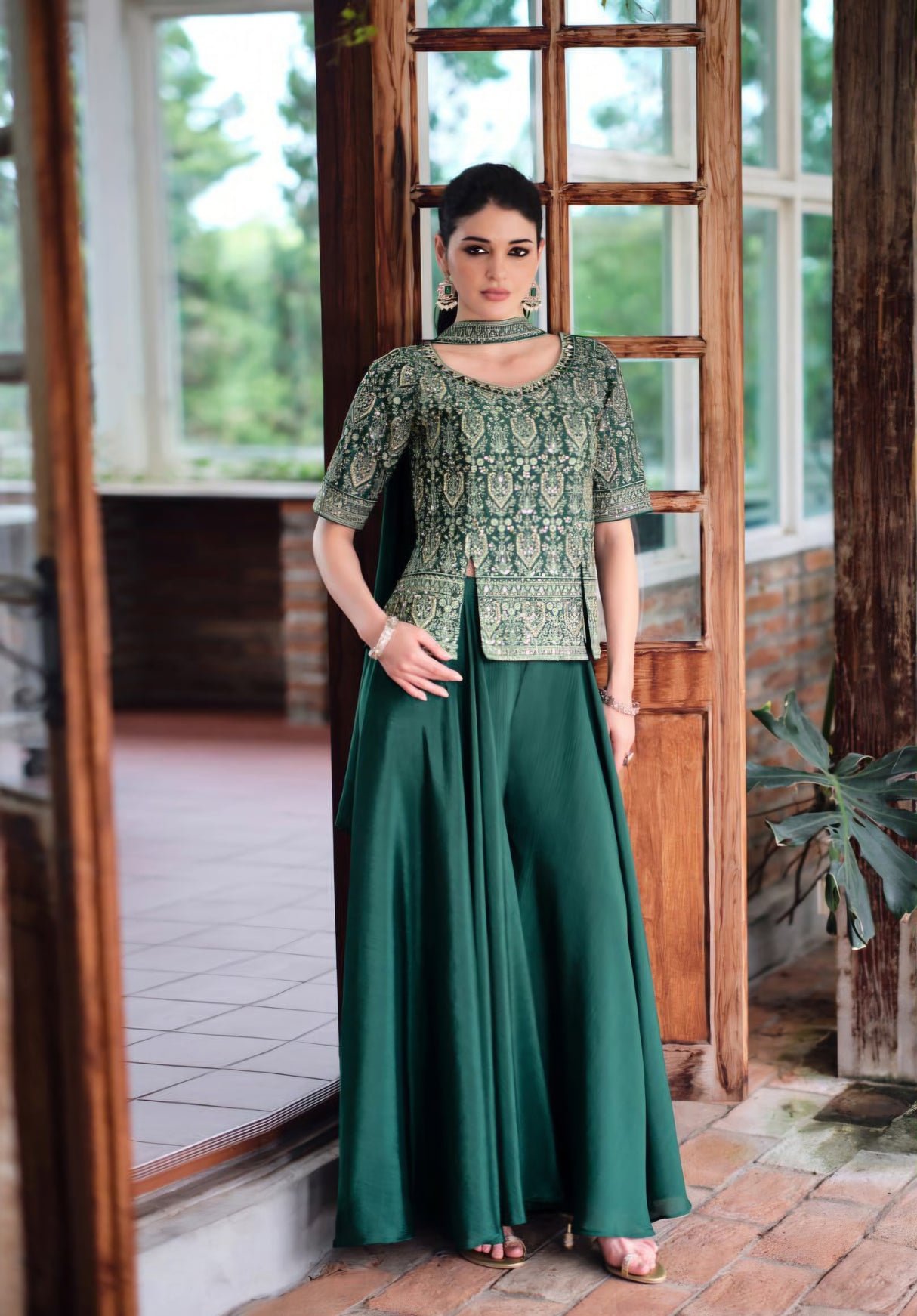 Emerald Zari Embroidered Sharara Set