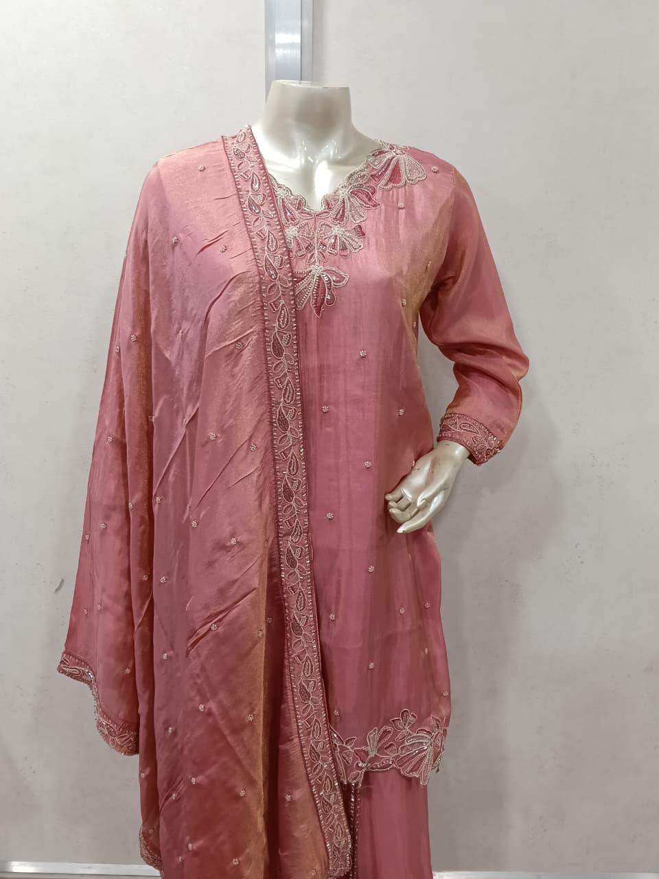 Blush Rose Embroidered Sharara Elegance Set - MishUUU