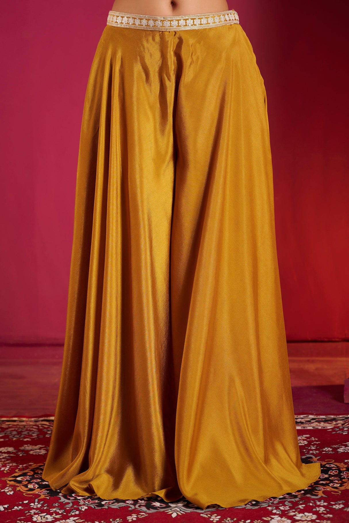 Golden Honey Embroidered Lehenga Choli Set – Regal Glamour with Modern Silhouette - MishUUU