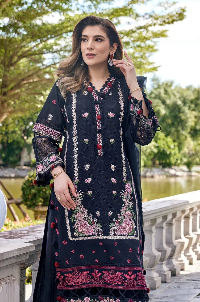Midnight Black Floral Embroidered Kurta Set | Label S4U - MishUUU