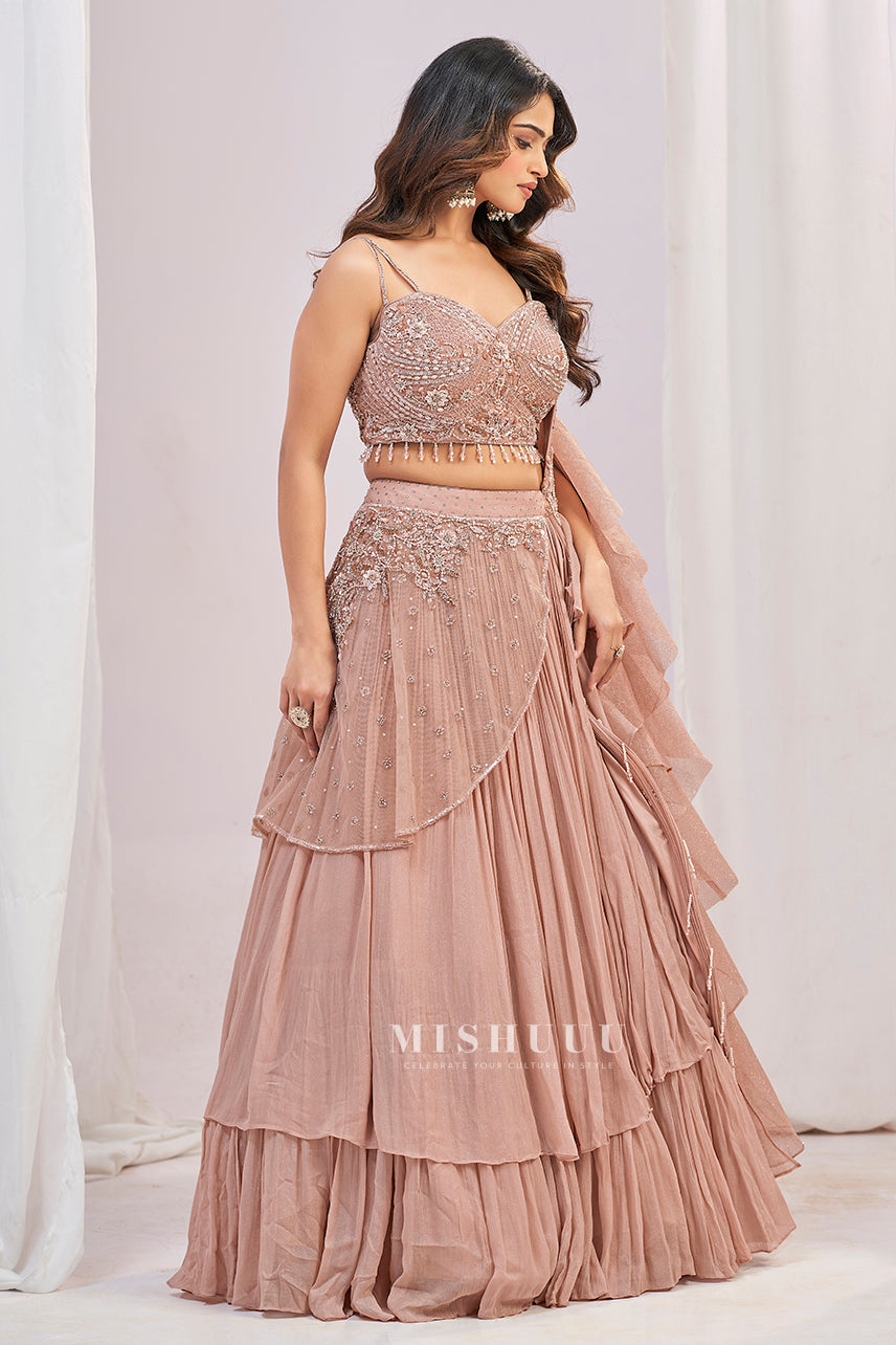 Blush Rose Layered Lehenga Set