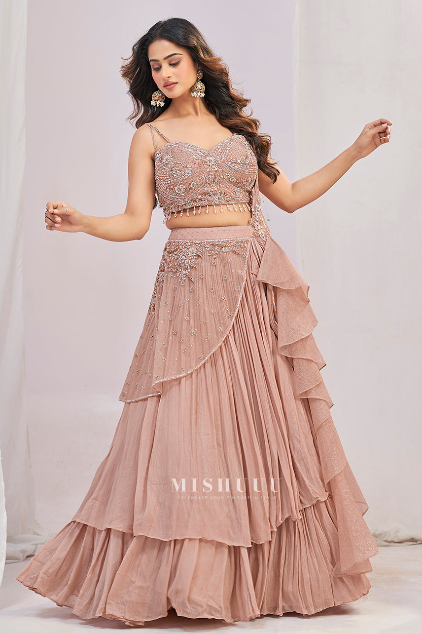 Blush Rose Layered Lehenga Set