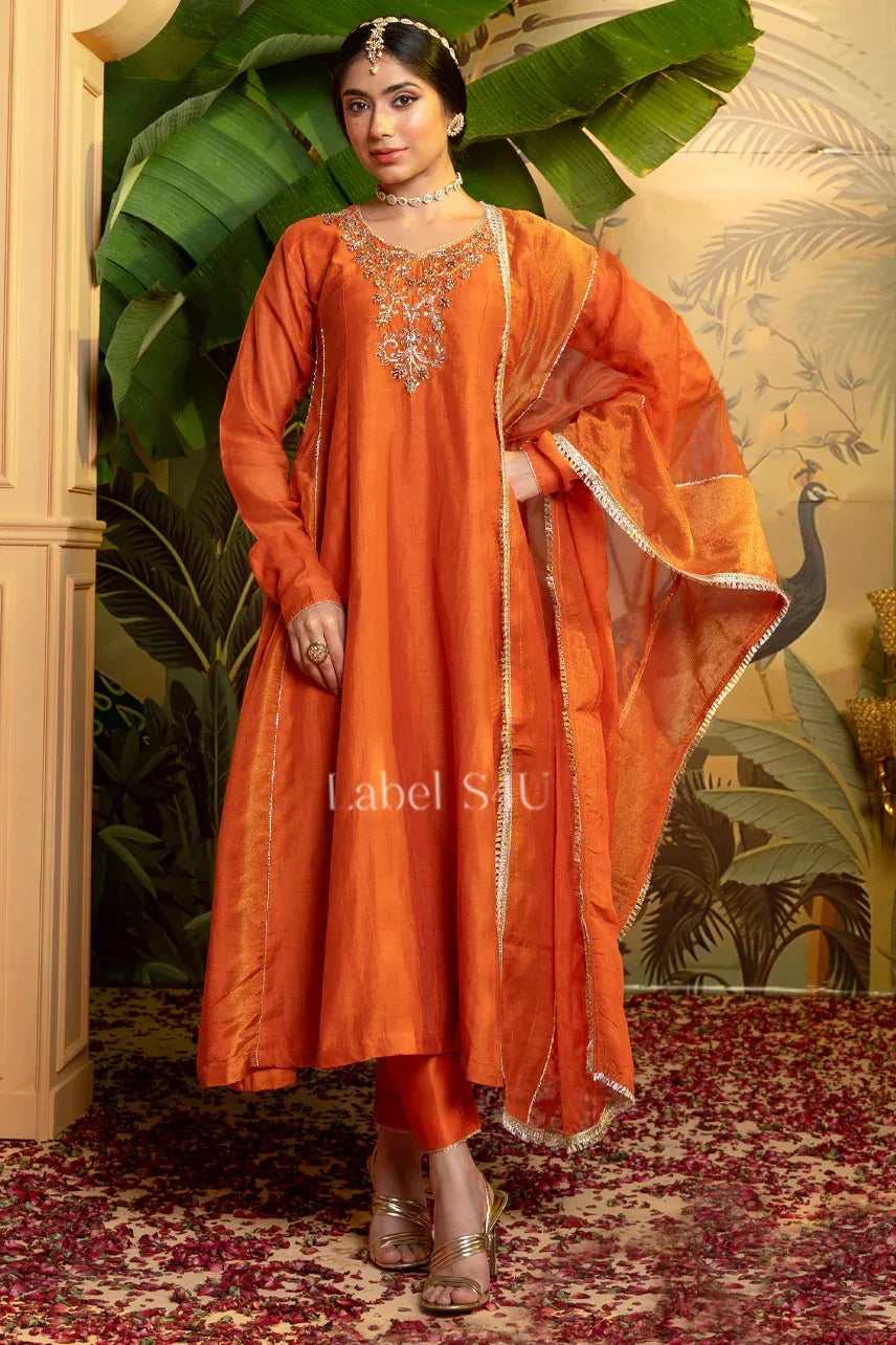 Copper Anarkali Suit Set | Label S4U - MishUUU