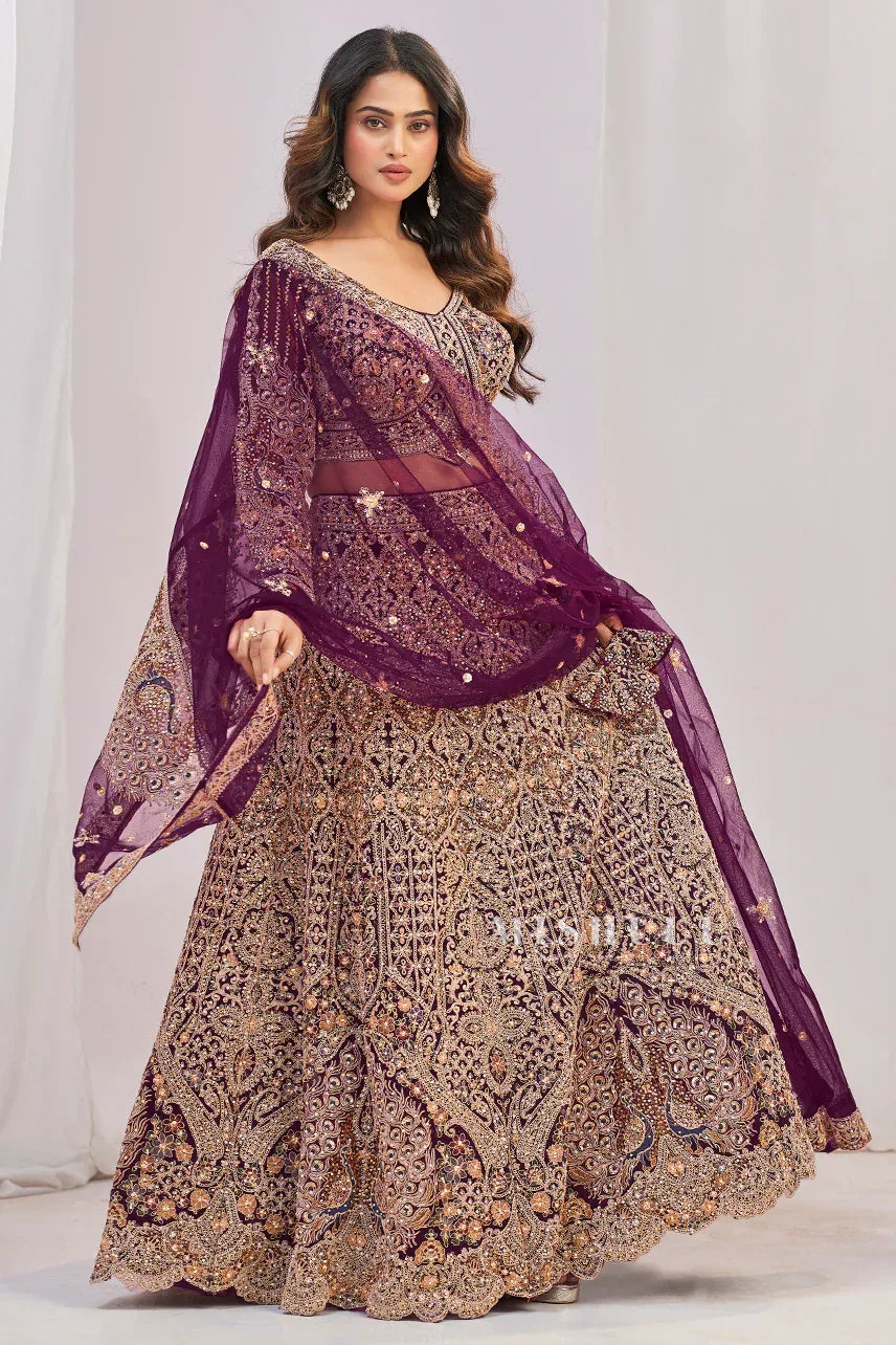 Regal Plum Heritage Lehenga - MishUUU