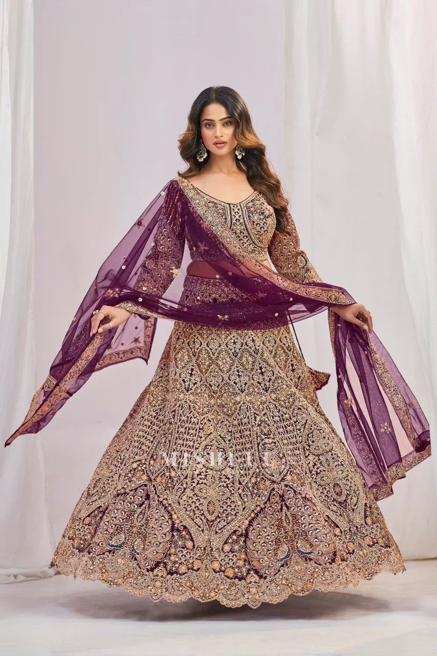 Regal Plum Heritage Lehenga - MishUUU