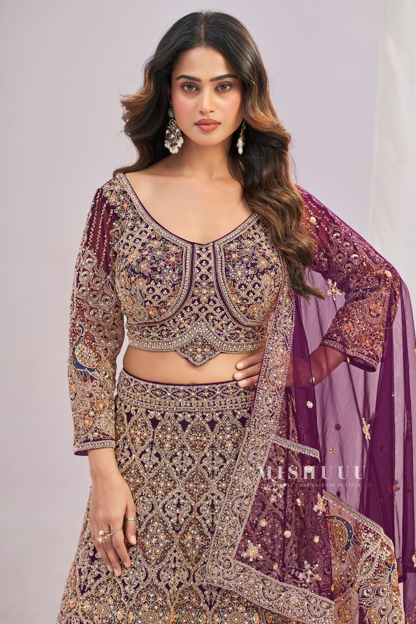 Regal Plum Heritage Lehenga