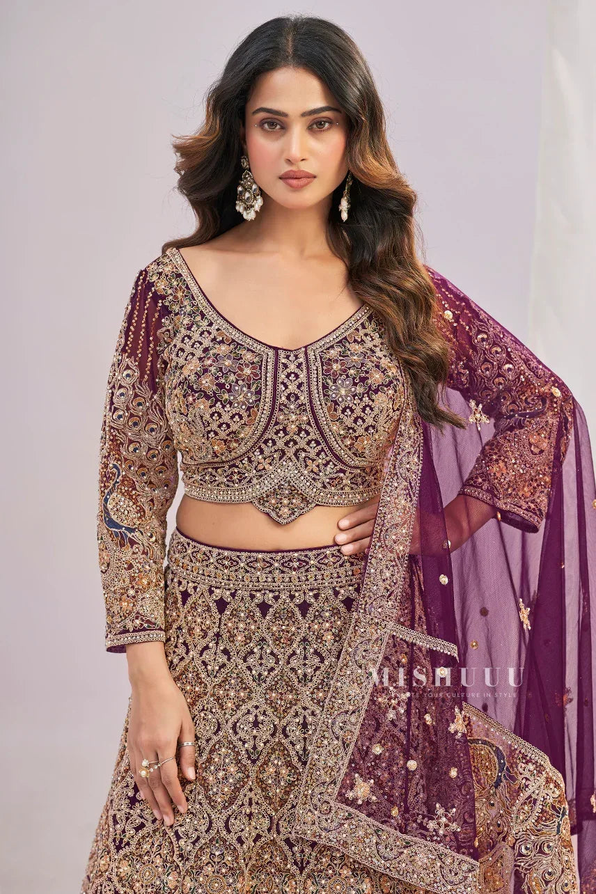 Regal Plum Heritage Lehenga - MishUUU