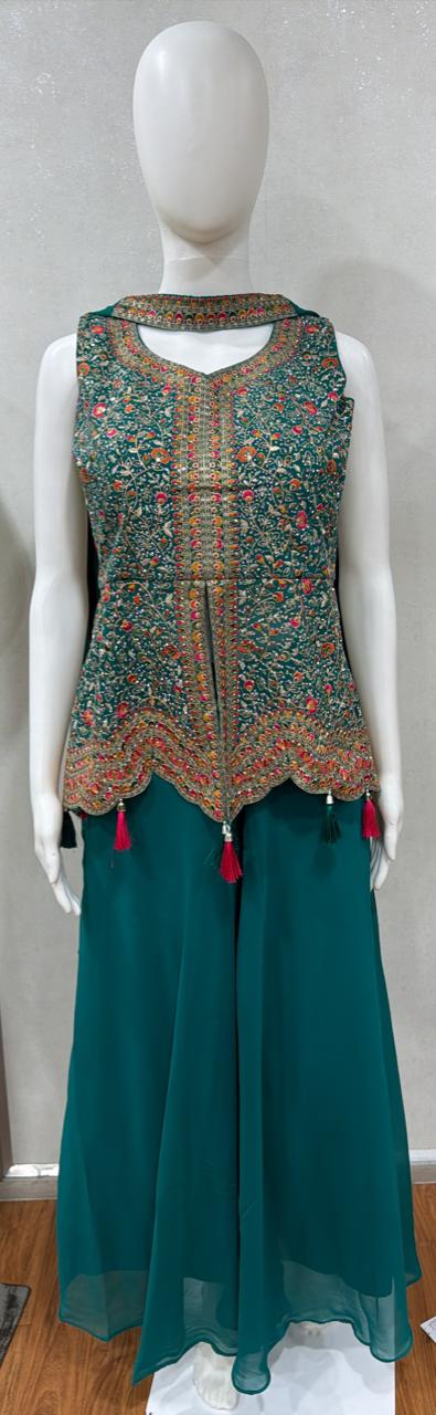 Emerald Embroidered Sharara Set