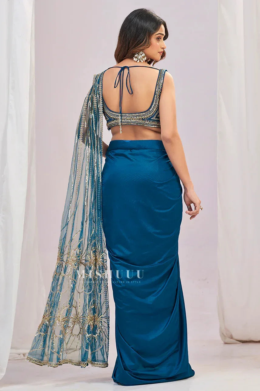 Teal Aura Concept Saree - MishUUU