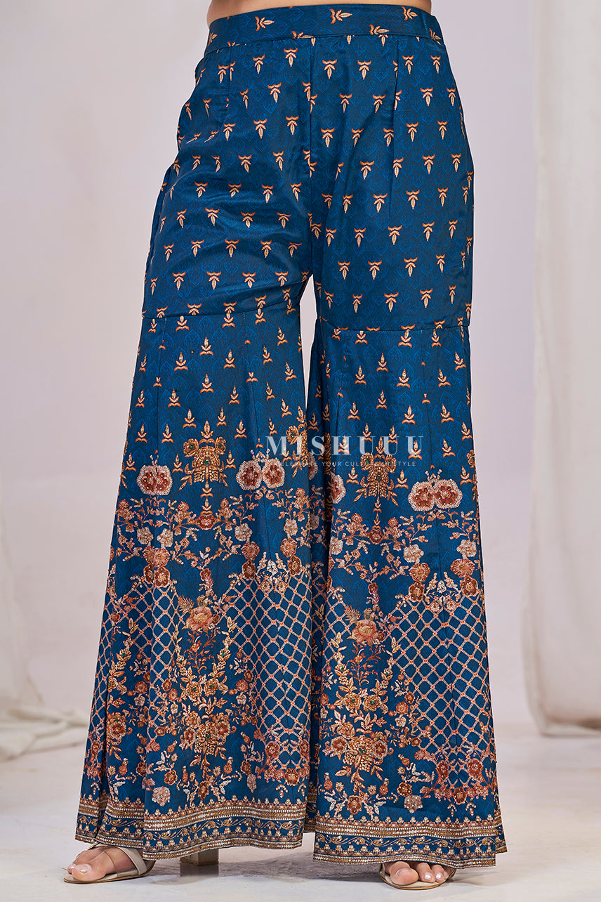 Navy Eden Printed Sharara Set