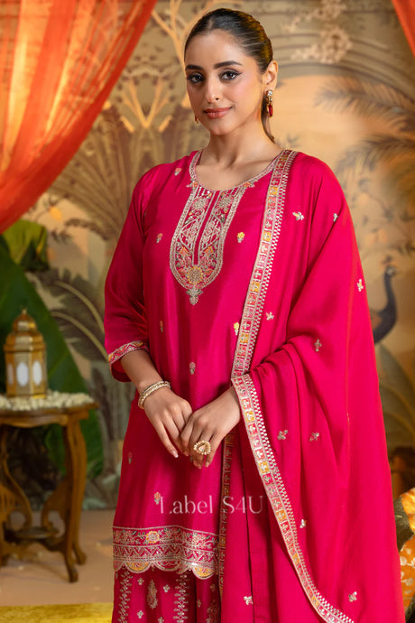 Fuchsia Royale Sharara Set | Label S4U
