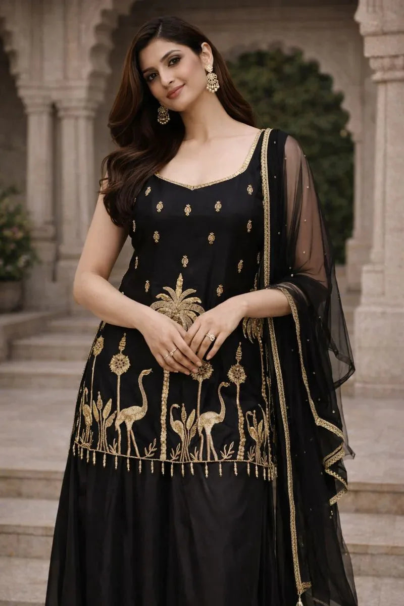 Midnight Mirage Sharara Set – The Essence of Noir Royalty - MishUUU