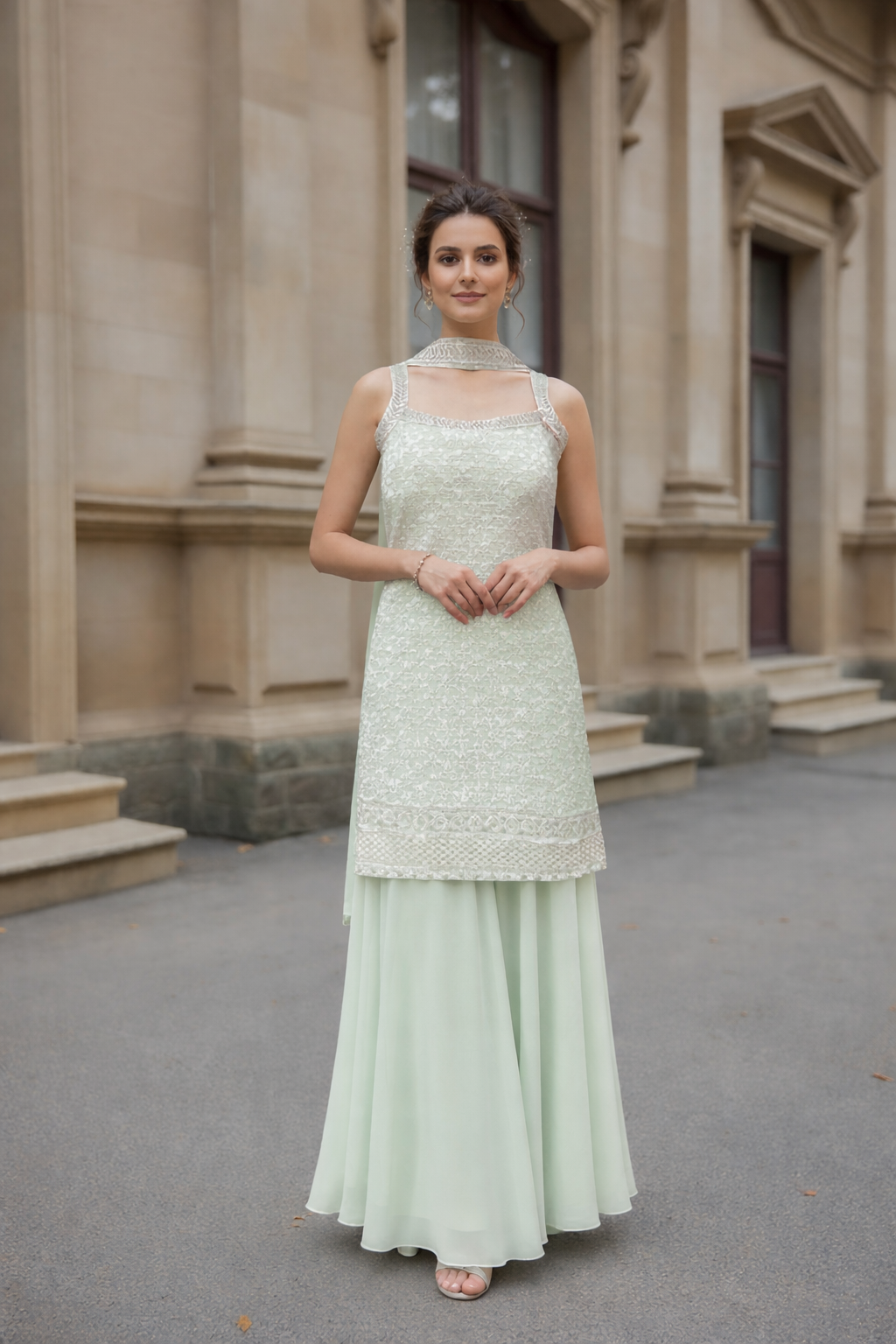 Mint Green Lace Kurta Luxe Set