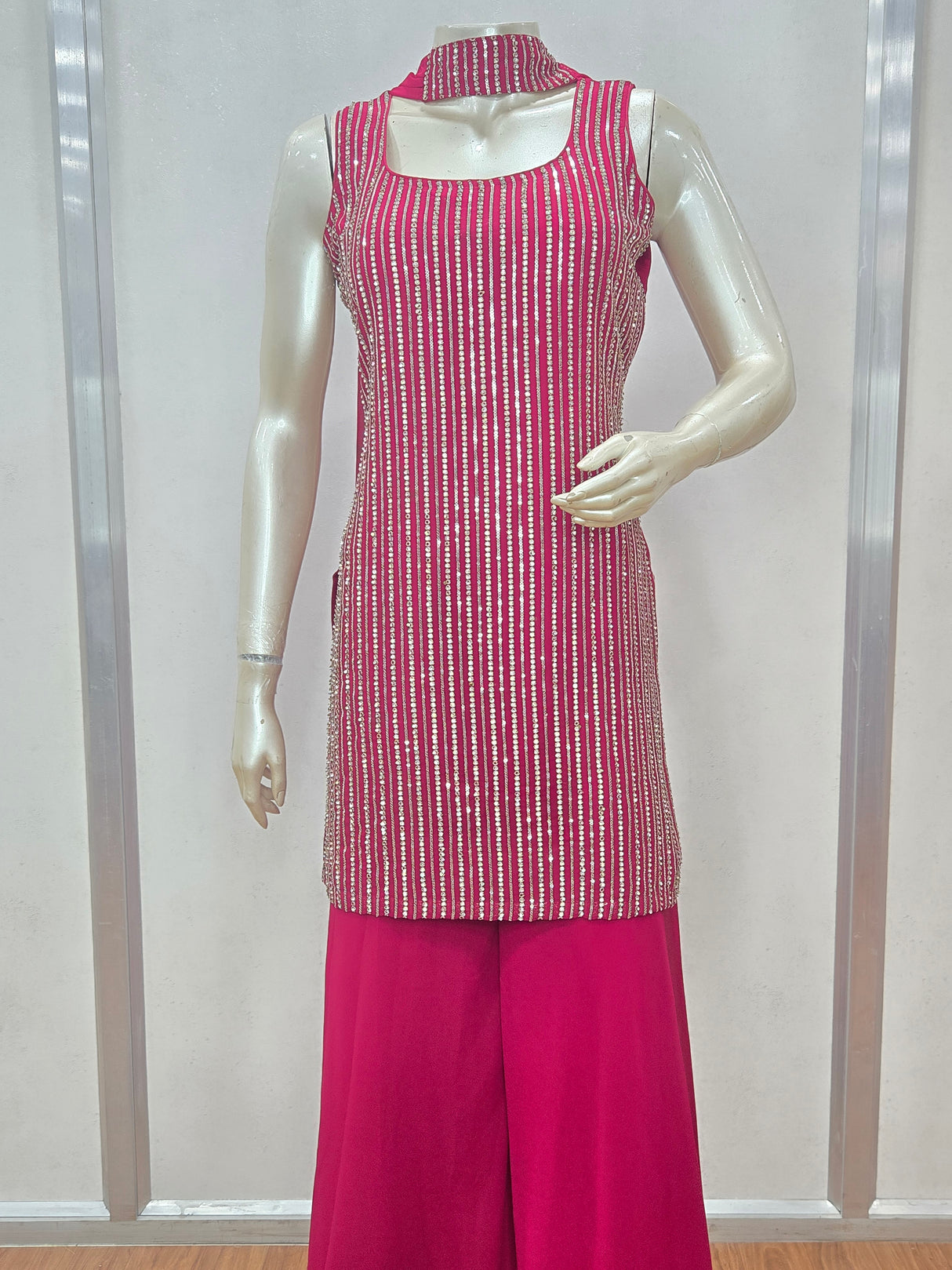 A vibrant mirror-striped festive set designed to sparkle at every celebration