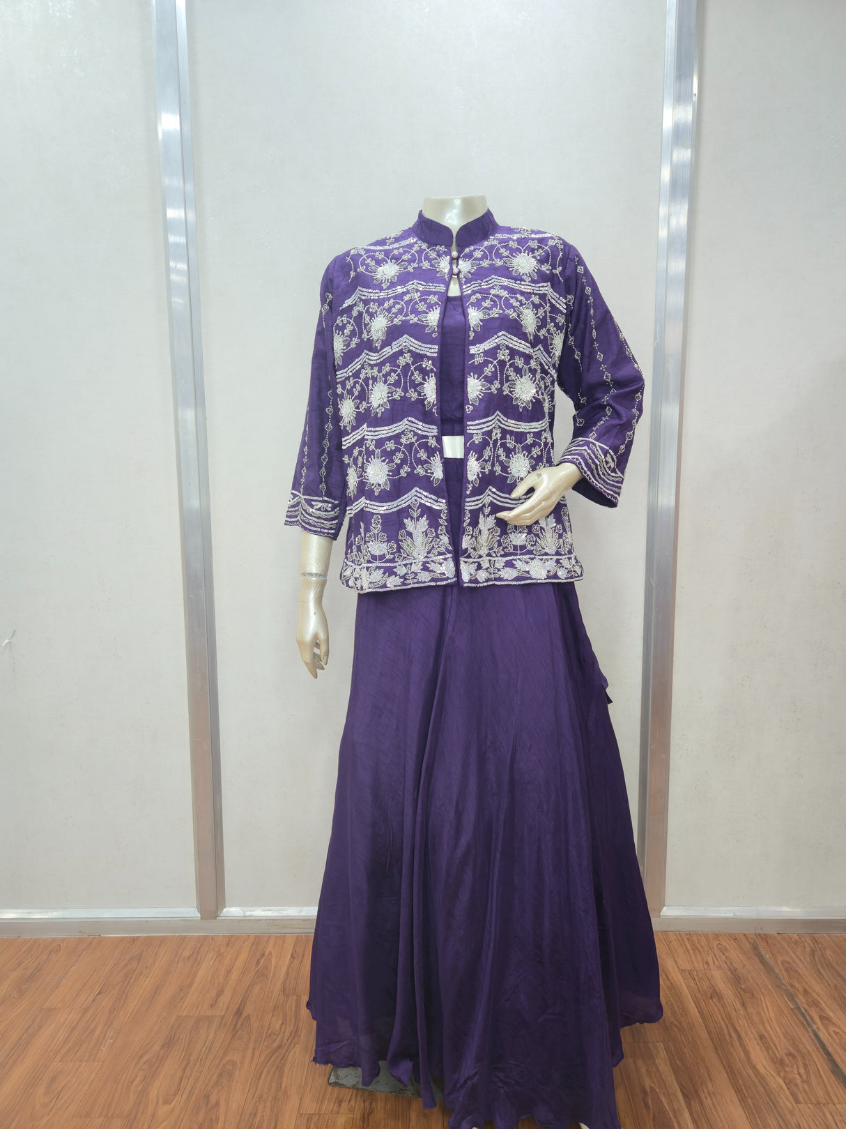 Royal Violet Aura Embroidered Jacket Sharara – Regal Elegance, Redefined