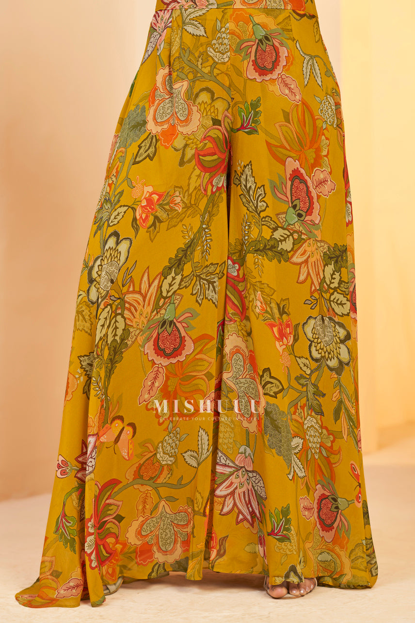 Mehfil Blossom Yellow Peplum Sharara Set