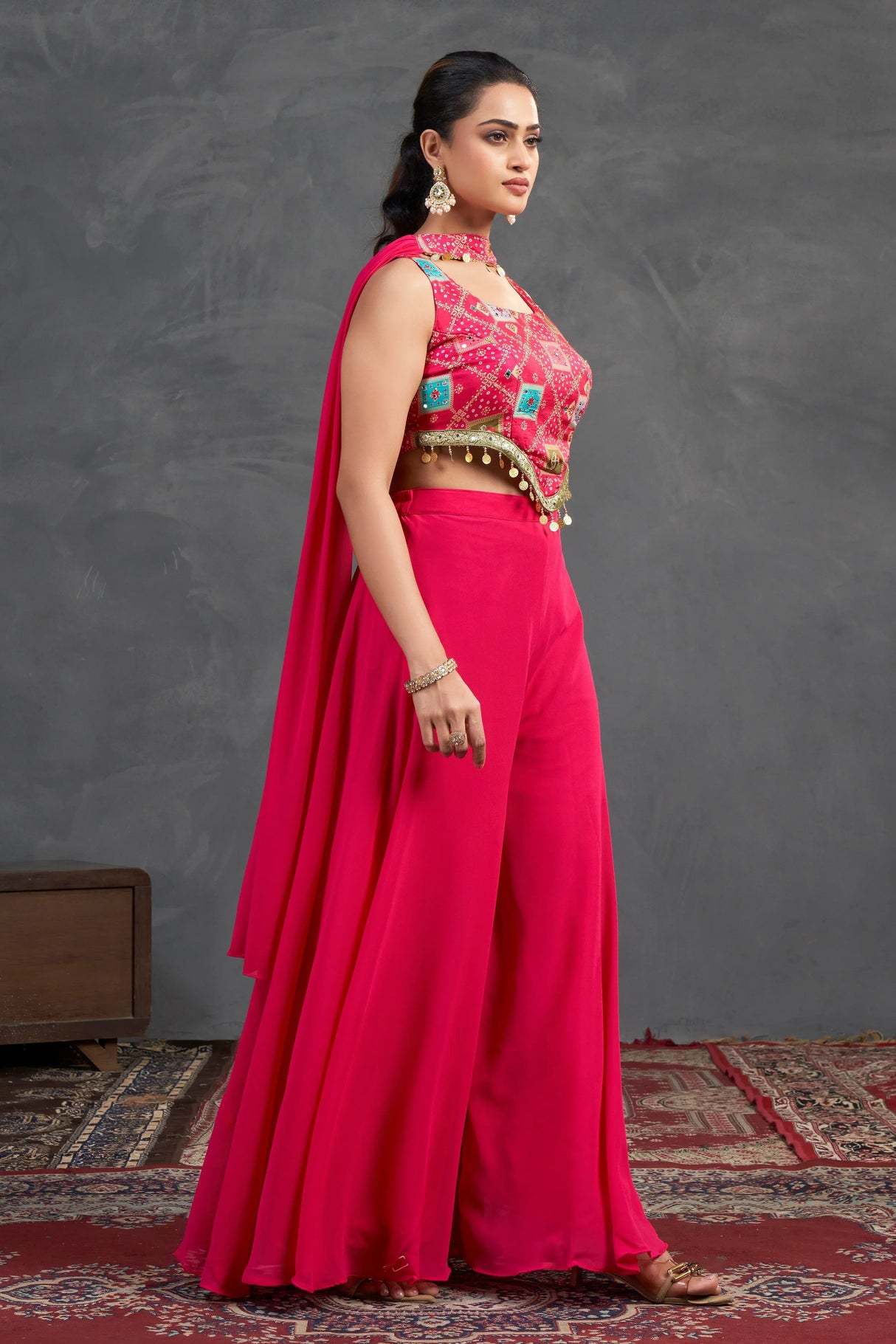 Fuchsia Mirror Work Co-Ord Set – Vibrant Energy Meets Contemporary Craft - MishUUU