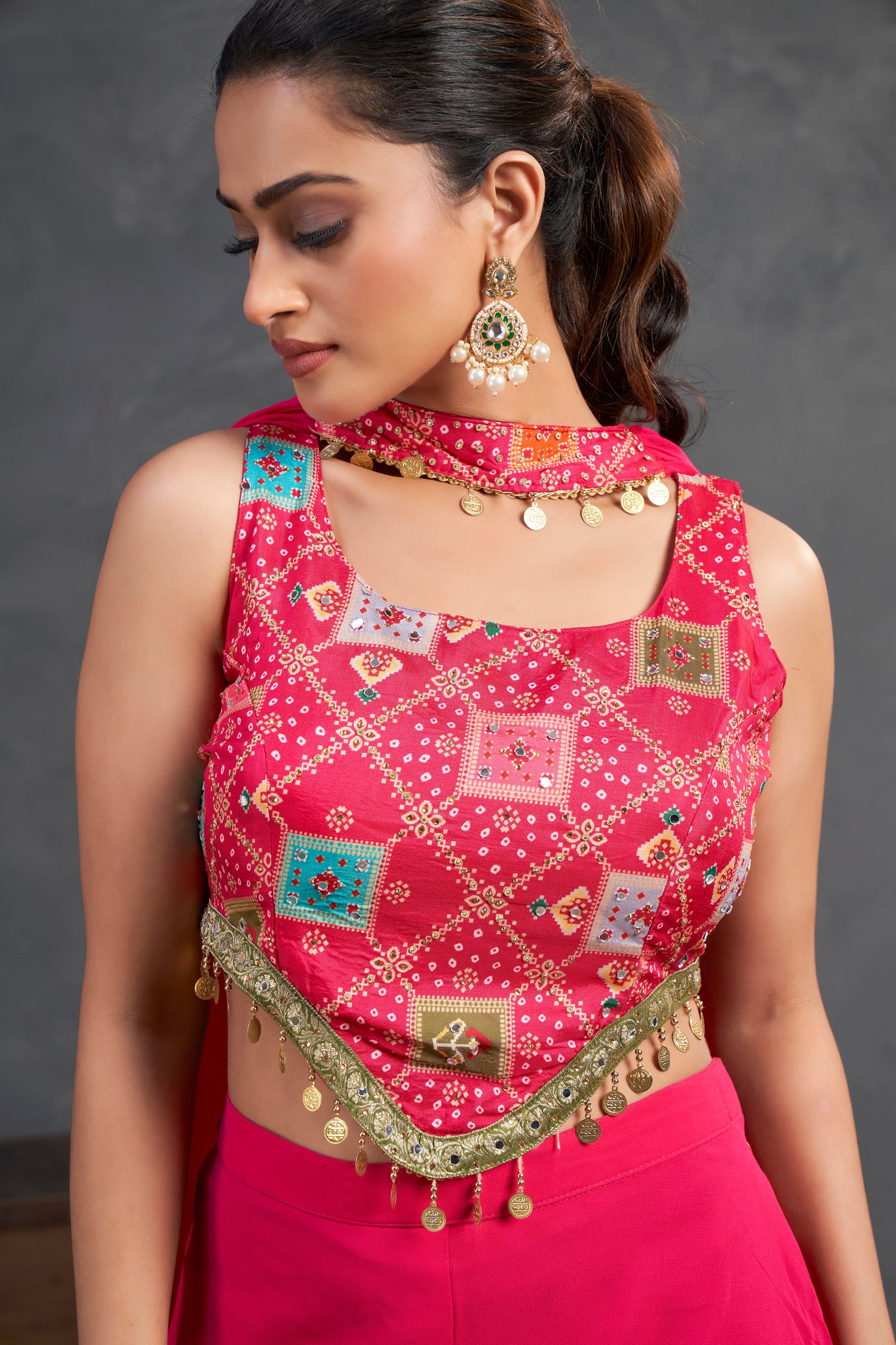 Fuchsia Mirror Work Co-Ord Set – Vibrant Energy Meets Contemporary Craft