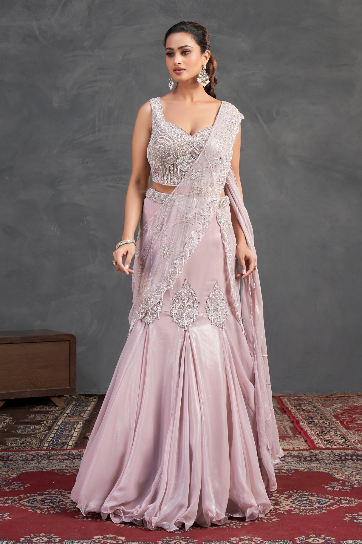 Soft Lilac Embellished Mermaid Lehenga – Grace in Motion
