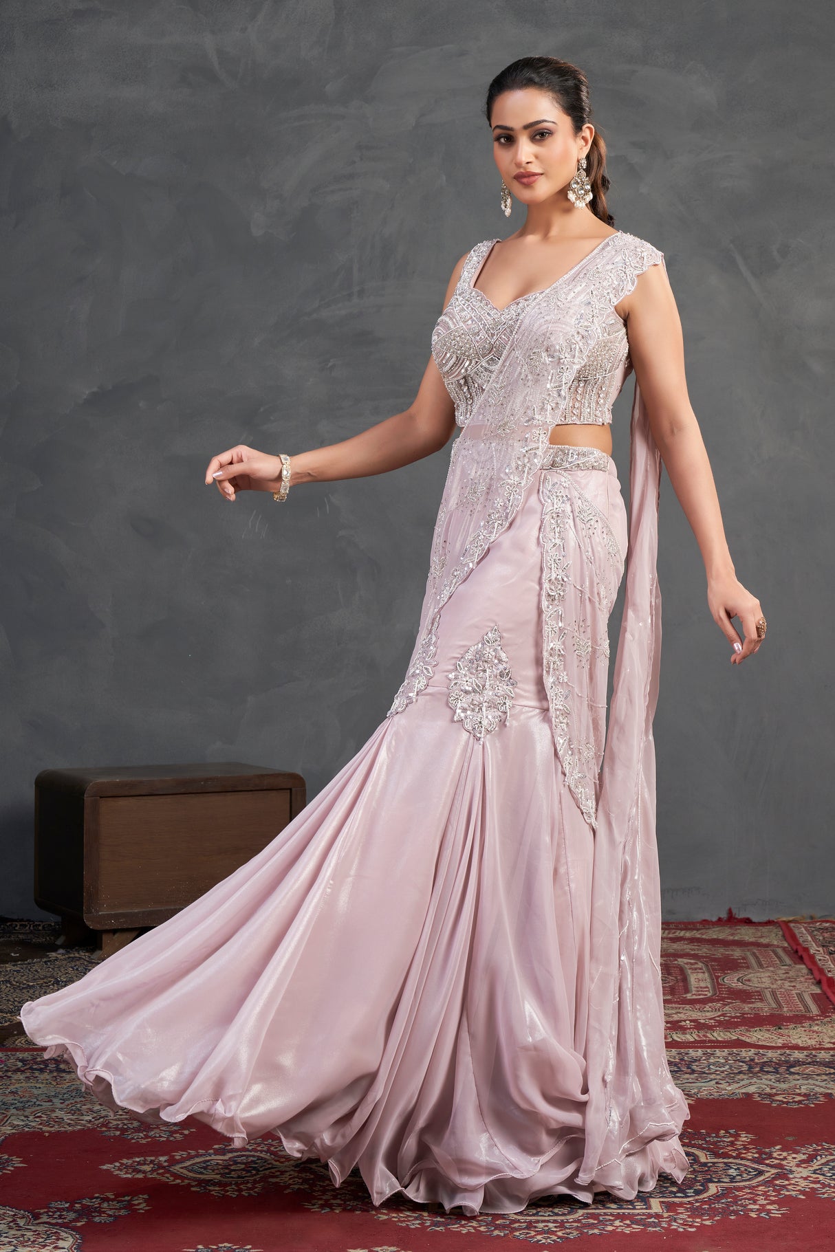 Soft Lilac Embellished Mermaid Lehenga – Grace in Motion