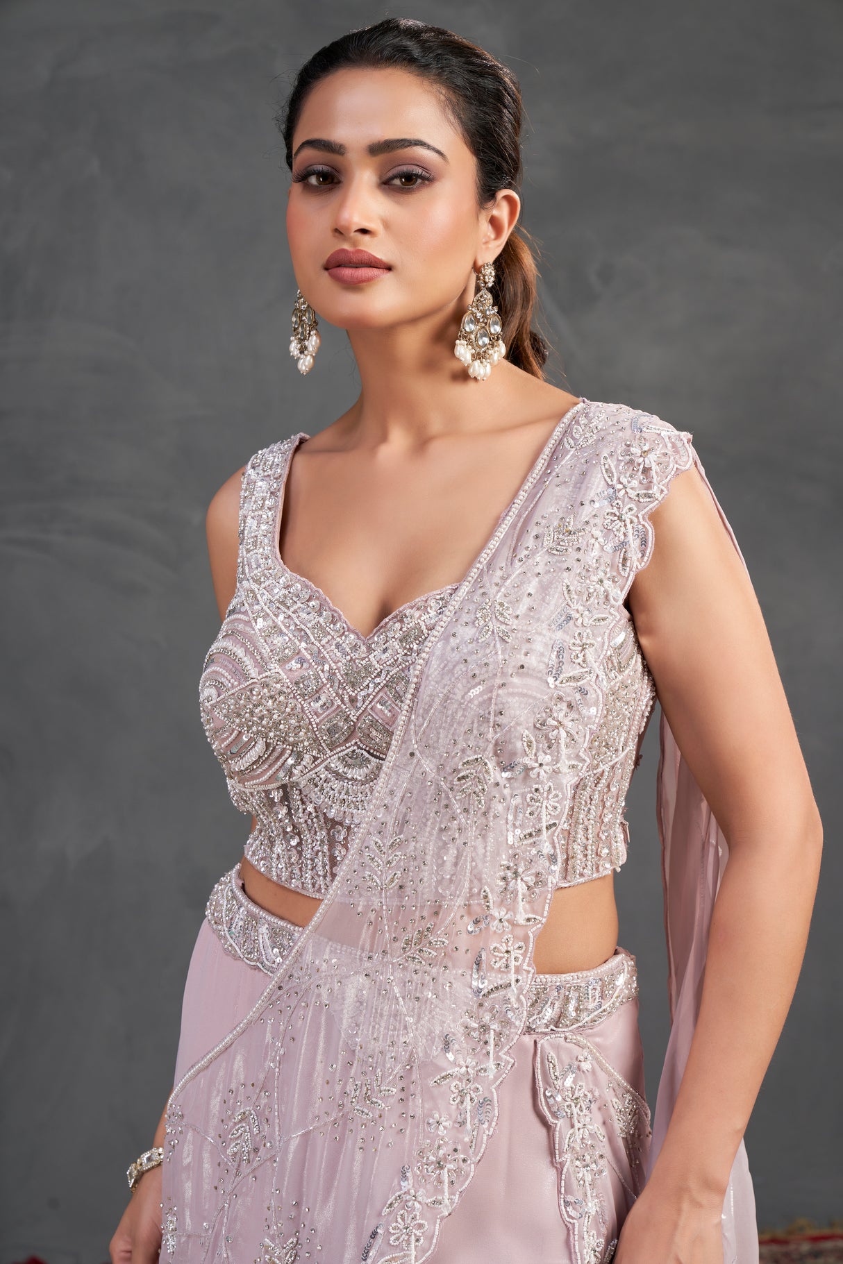 Soft Lilac Embellished Mermaid Lehenga – Grace in Motion
