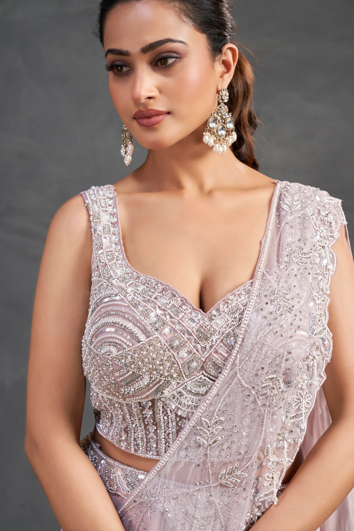 Soft Lilac Embellished Mermaid Lehenga – Grace in Motion