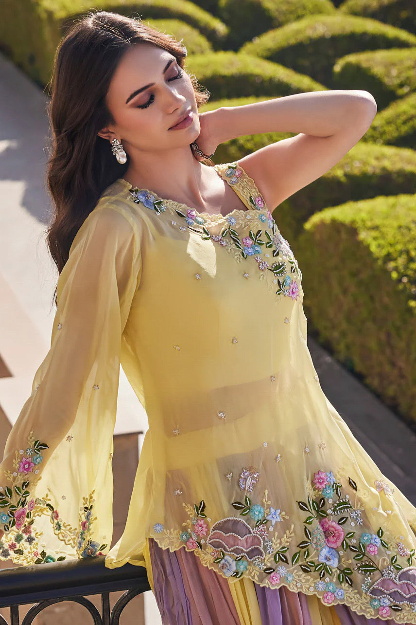 Pastel Lehenga Set Floral Lehenga