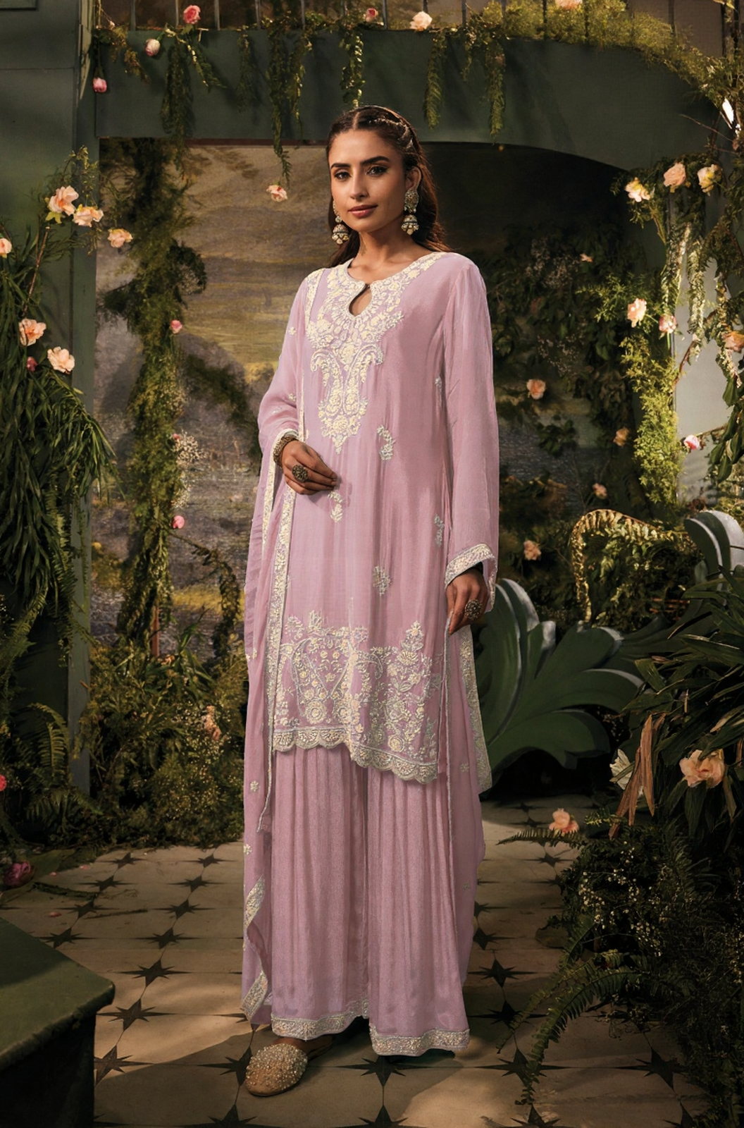 Lilac Mehr Embroidered Sharara Set
