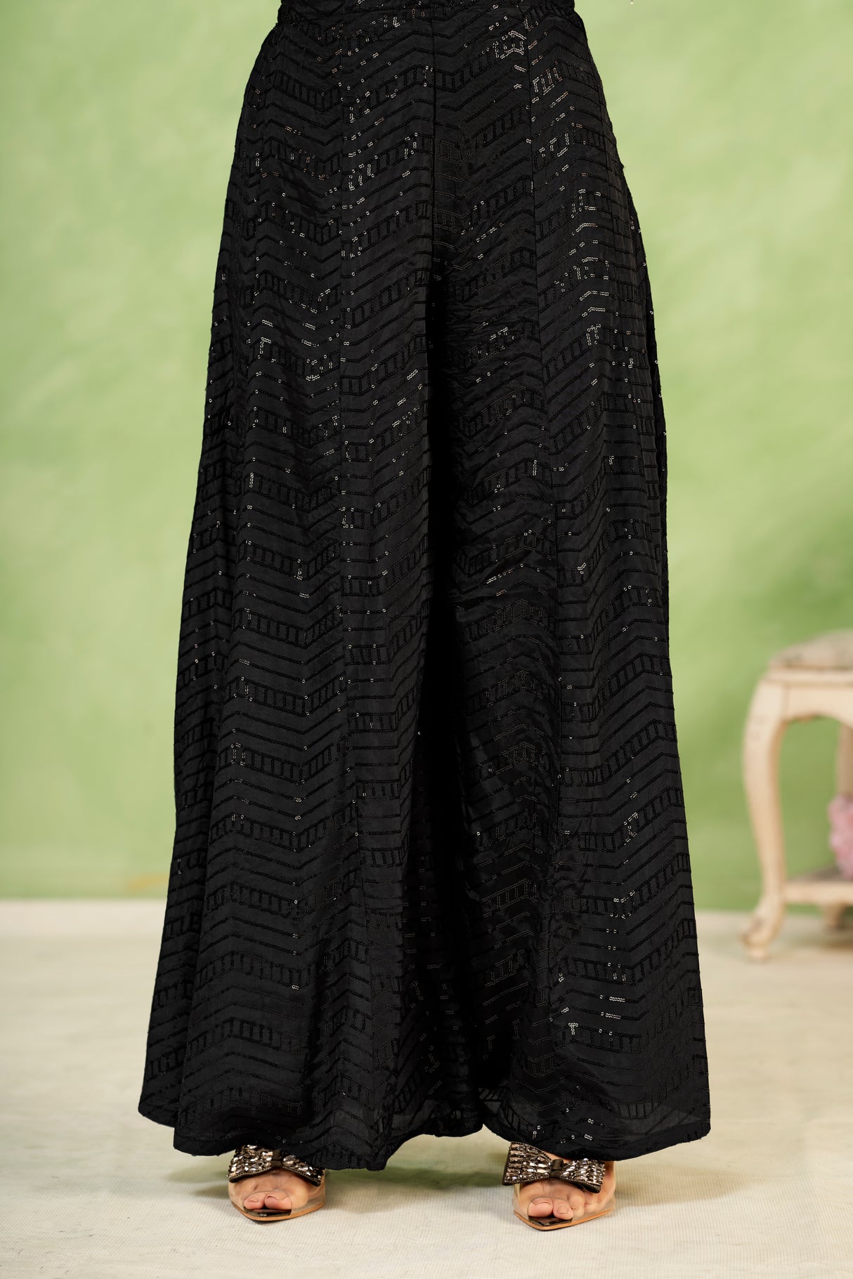 Black Embroidered Top Outfit |Label S4U