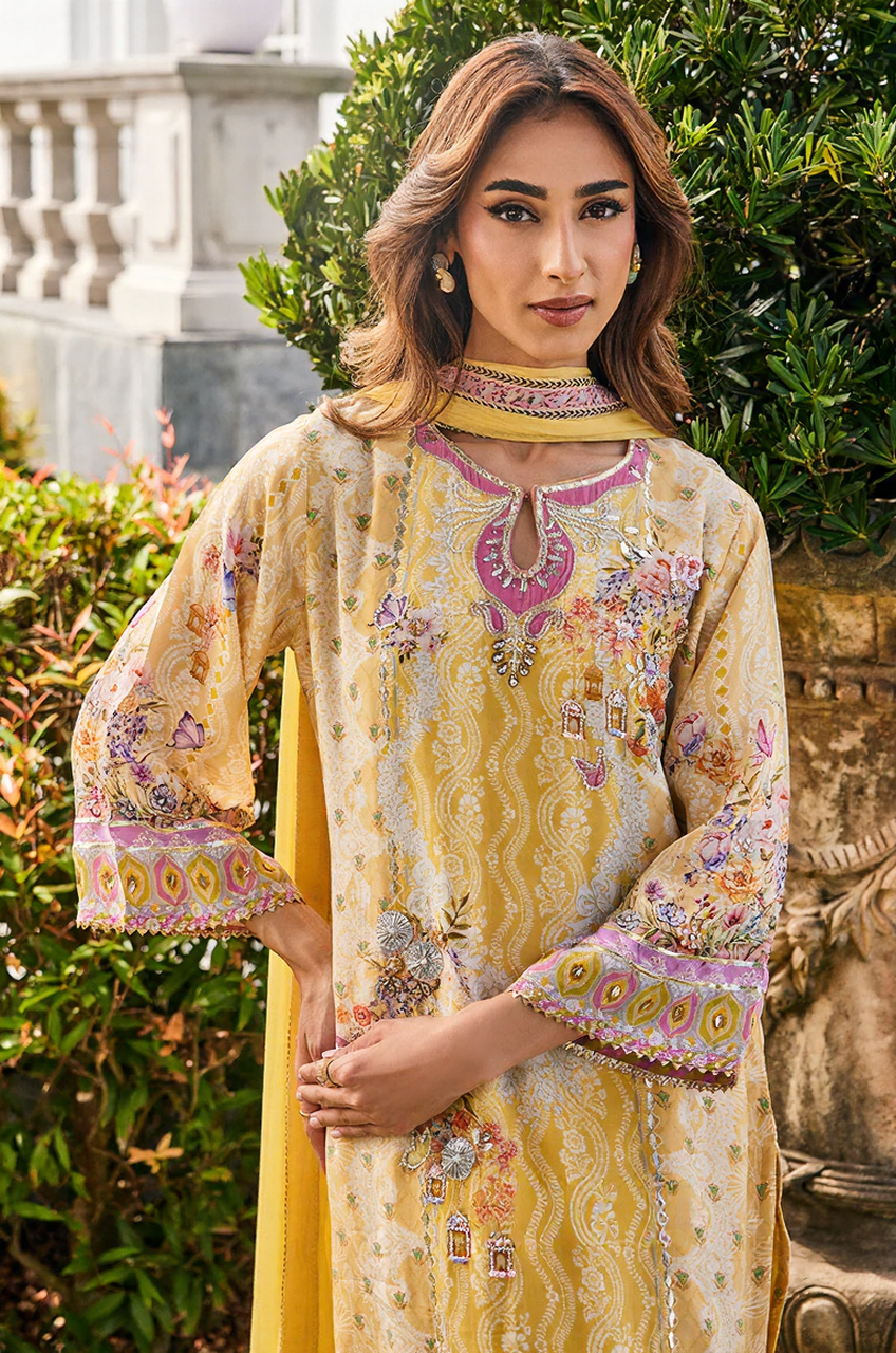 Sunlit Mustard Floral Printed Lawn Suit