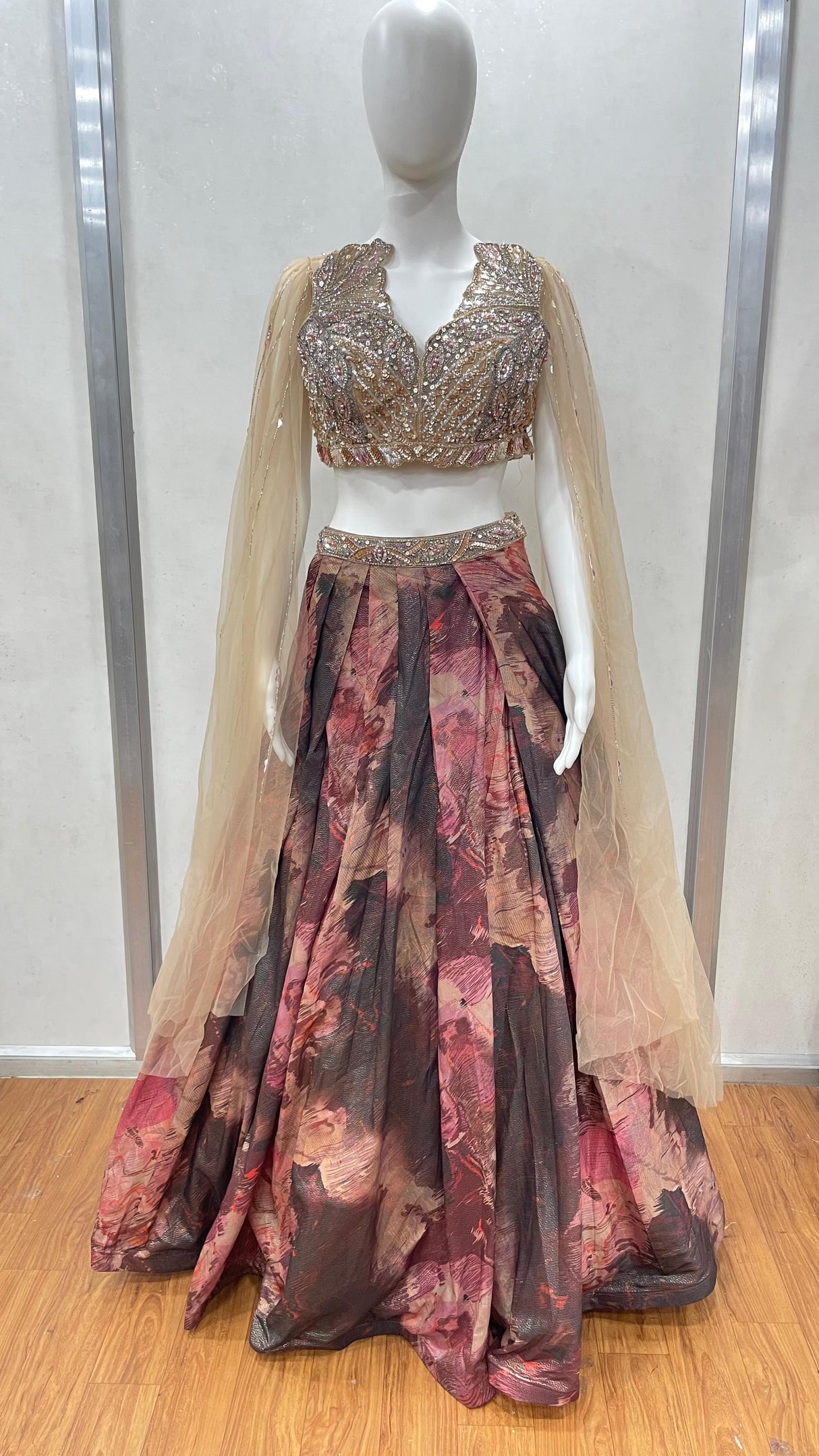Rustic Bloom Printed Lehenga Cape Set