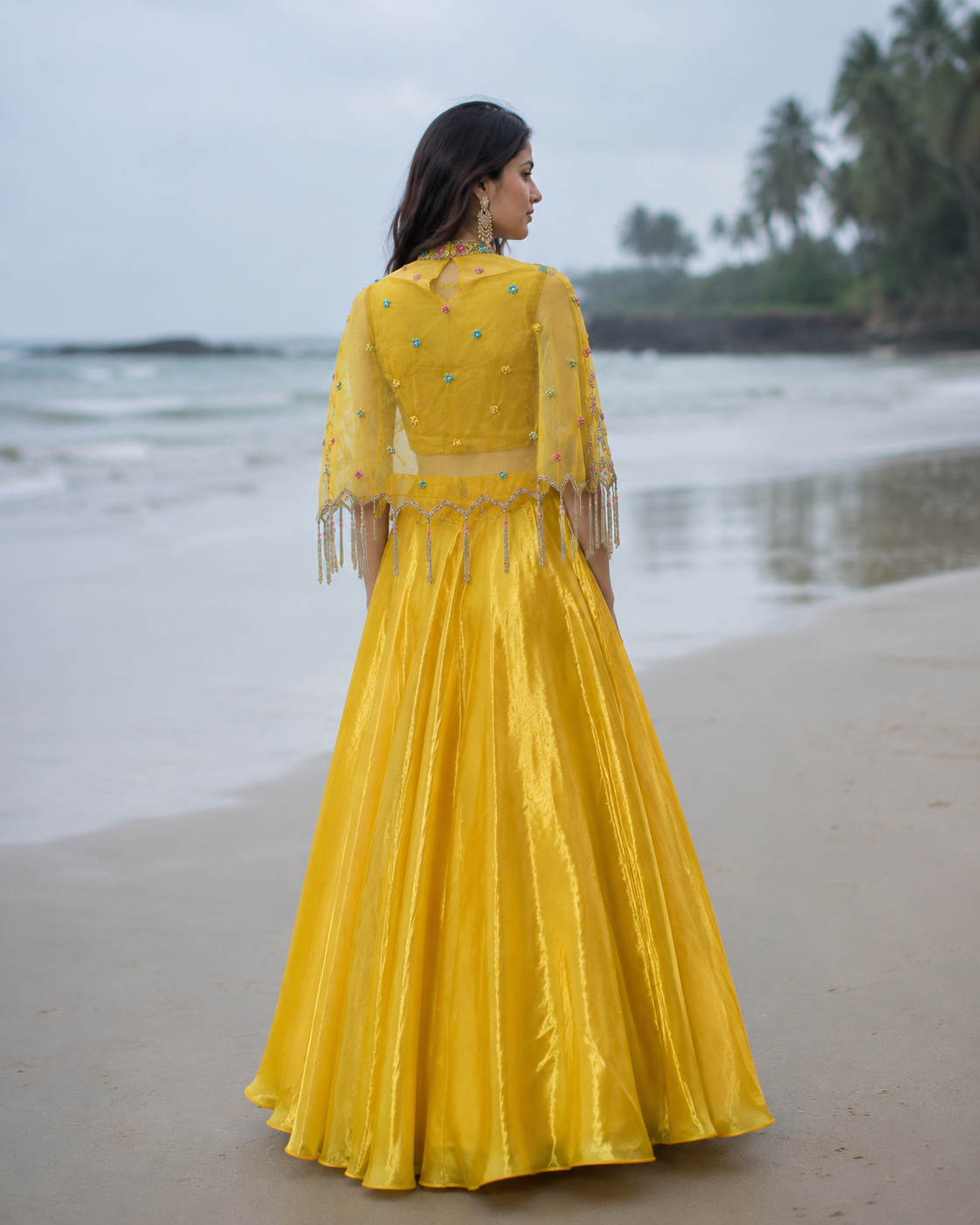 Mustard Bloom Embroidered Lehenga Couture Set