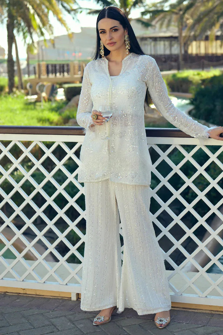 Hand-embroidered White Co-ord Dress - MishUUU