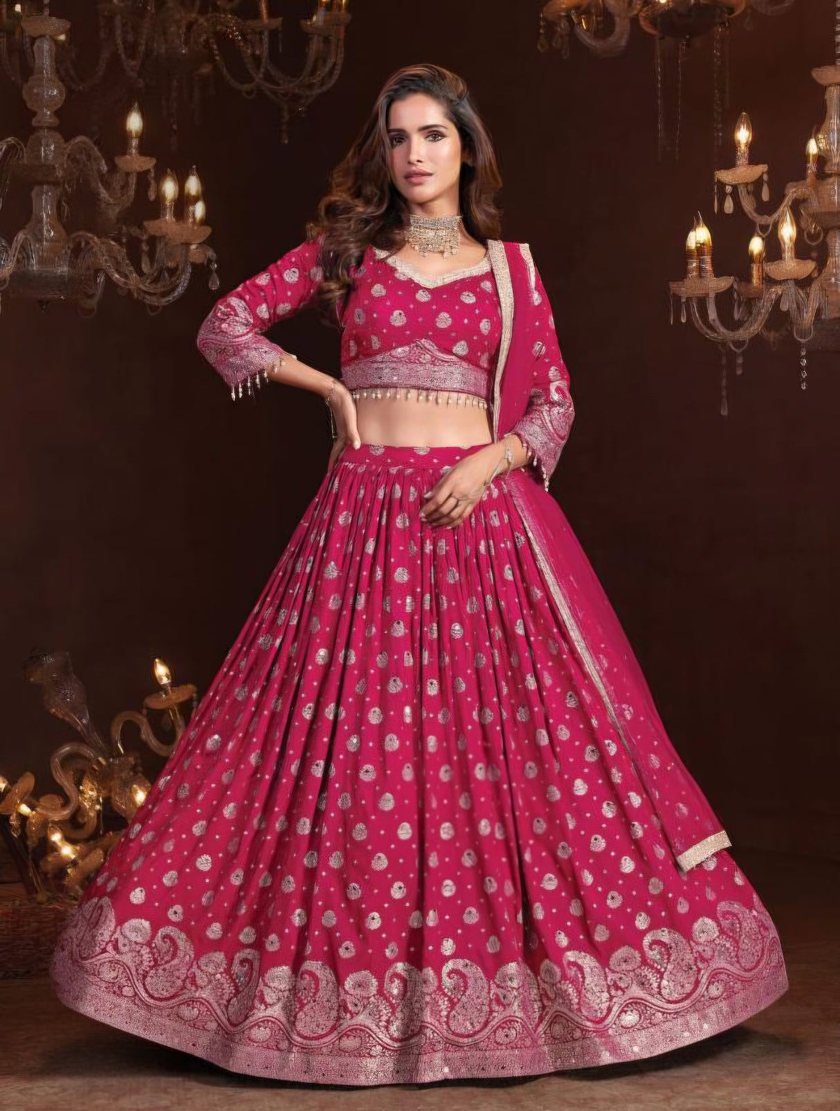 Rani Pink Embroidered Lehenga Luxe Set