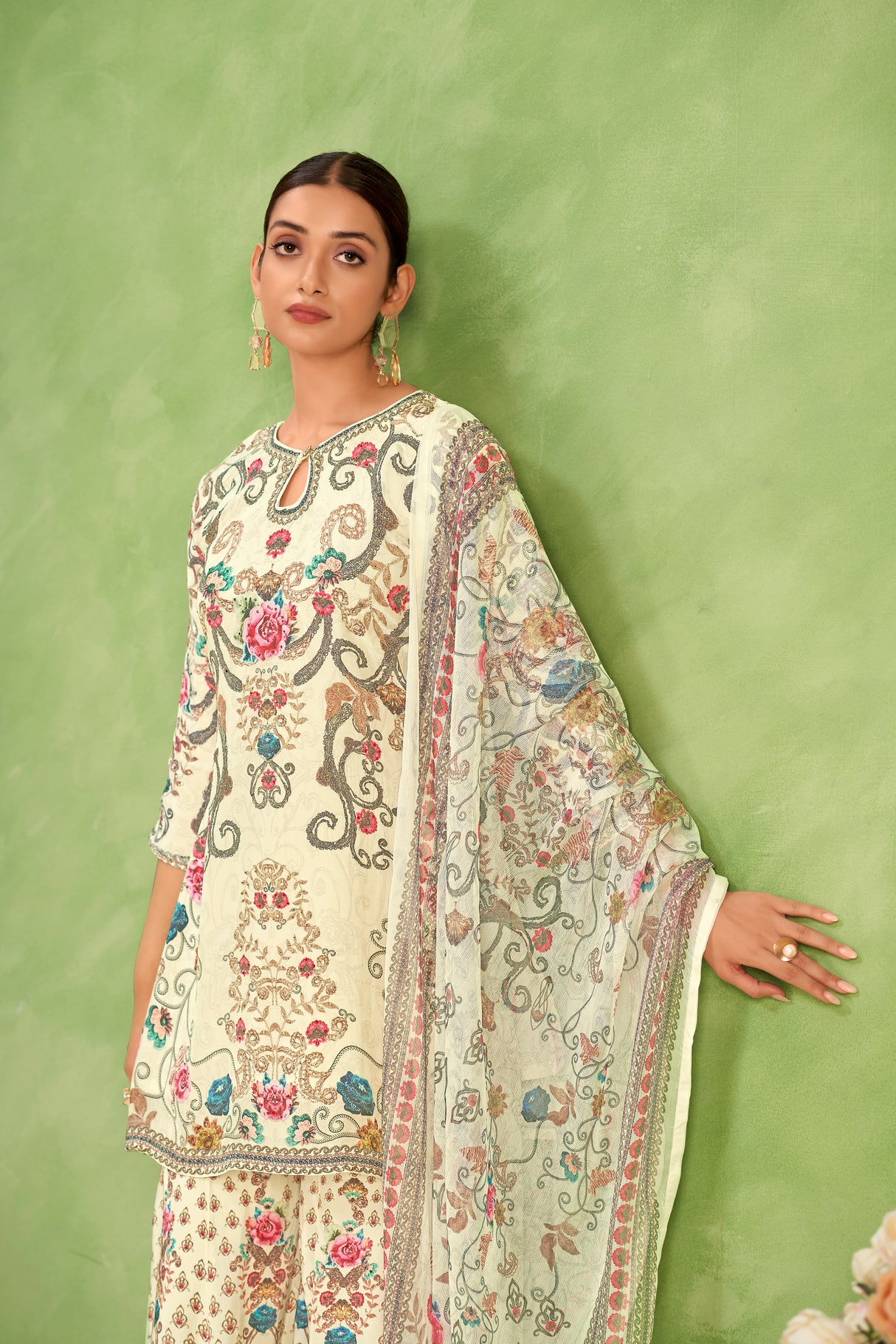 Ivory Multicolor Sharara Set | Label S4U